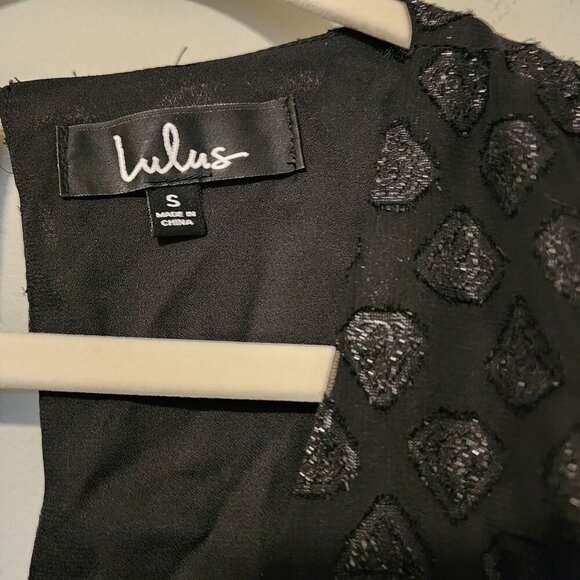 New Lulus sz S women Black Glitter Sheer Long-Sleeve Wrap Romper - Picture 2 of 10